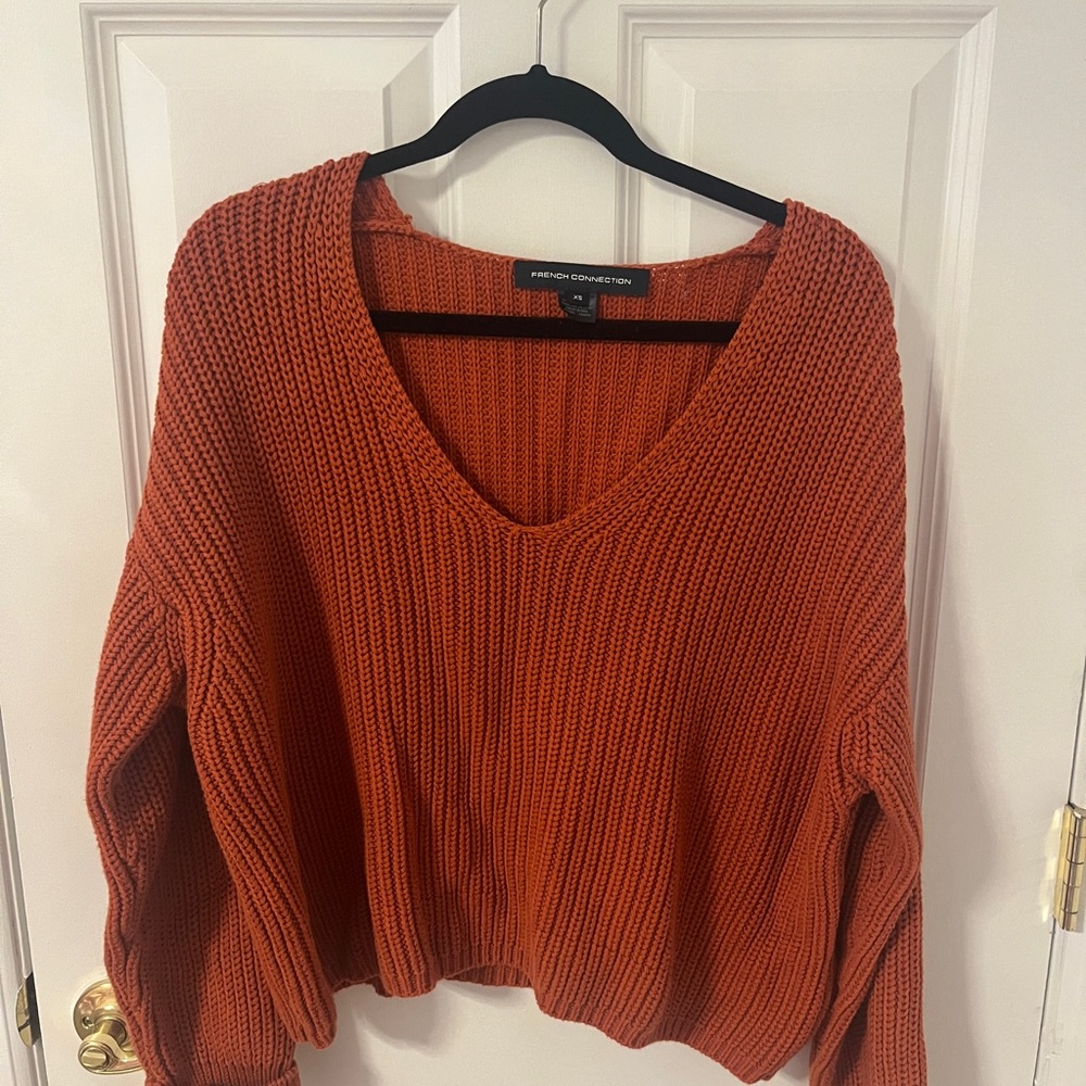 French Connection Terracotta V-Neck Sweater